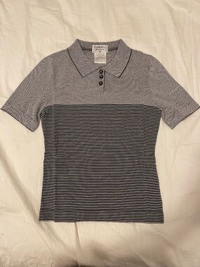 Preloved Chanel 1993 striped polo shirt SZ 36